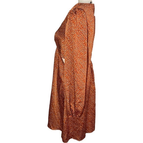 Mittoshop Womens‎ Size M Satin Cut-Out Dot Printed Mini Dress Ring Long Sleeve - Picture 6 of 13